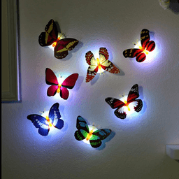 LED motýlí noční světlo barevné zářící nástěnné dekorace samolepky DIY domácí dekorativní světla - náhled 2