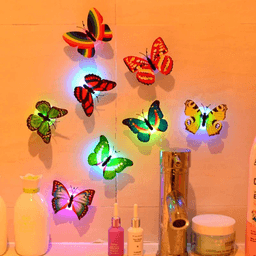 LED motýlí noční světlo barevné zářící nástěnné dekorace samolepky DIY domácí dekorativní světla - náhled 4