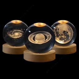 3D křišťálová koule LED noční světlo Galaxy Saturn Měsíc lampa dětský noční stolek dekorace dárek 5cm - náhled 2