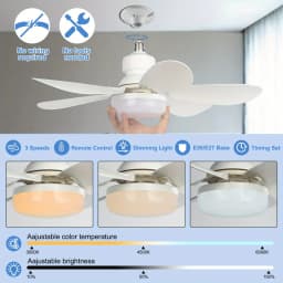 40W LED stropní ventilátorové světlo 21,5 palce s dálkovým ovládáním, patice E27, do ložnice, koupelny, kuchyně - náhled 4