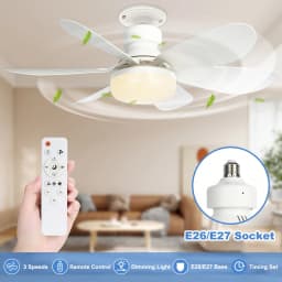 40W LED stropní ventilátorové světlo 21,5 palce s dálkovým ovládáním, patice E27, do ložnice, koupelny, kuchyně - náhled 3