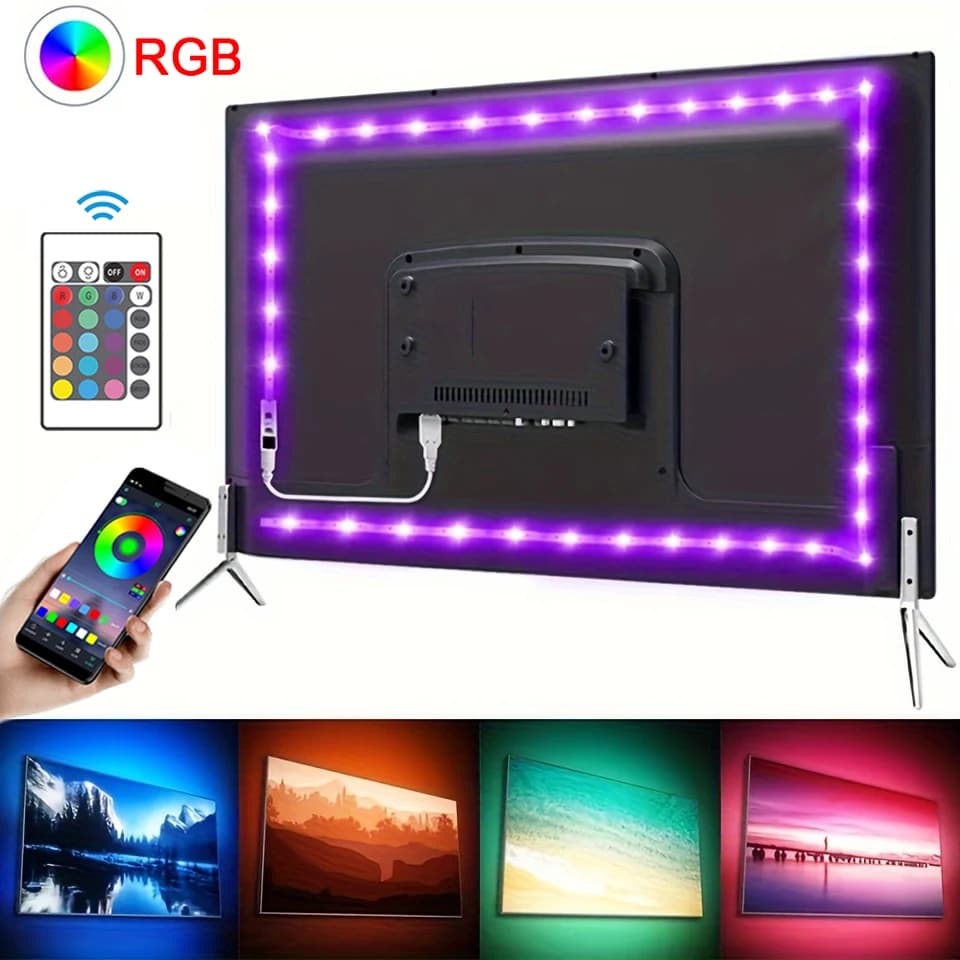 RGB LED pásky, Bluetooth, USB 5V, podsvícení TV, pokoj, dekorace na párty, páska