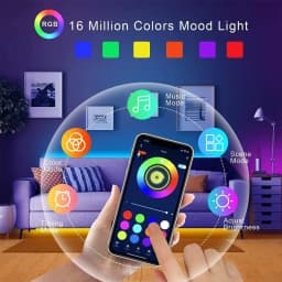 RGB LED páskové osvětlení, ovládání pomocí aplikace Bluetooth, flexibilní měnící se barva, dekorace do místnosti, podsvícení TV - náhled 5