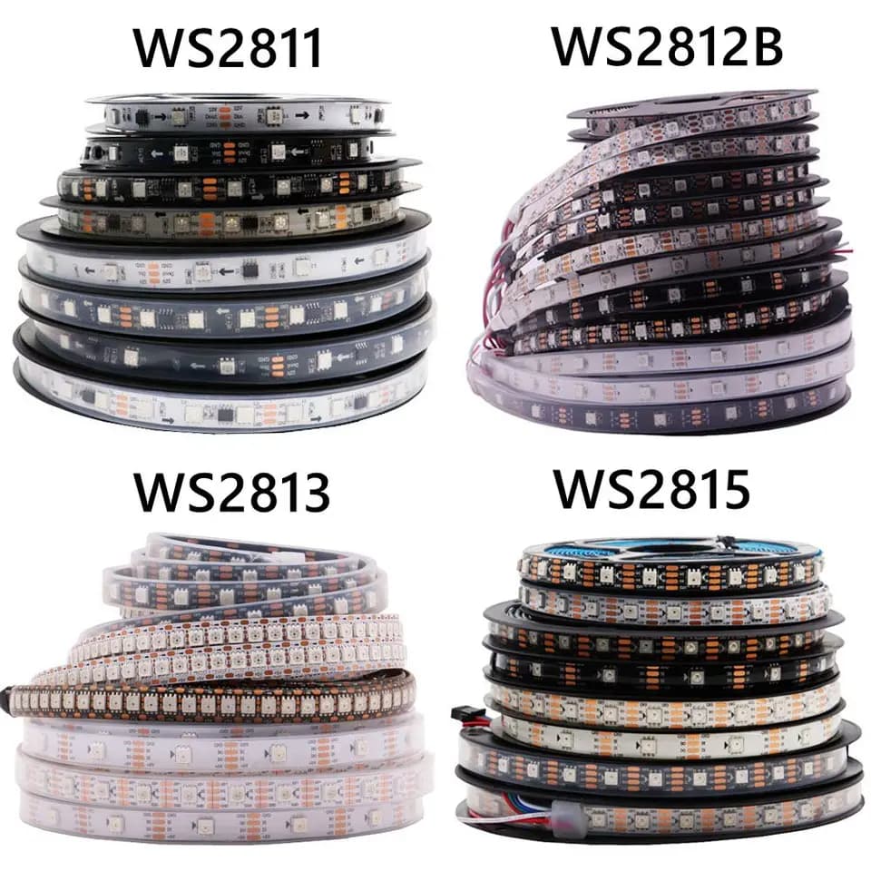 5050 RGB LED pásky, individuálně adresovatelné, 30/60/144 LED diod/m, DC5V/12V pixelový pásek