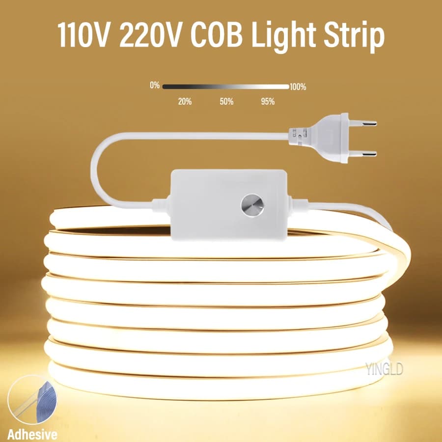 Voděodolné COB LED páskové světlo stmívatelné osvětlení kuchyňské linky pod pult 110V 220V