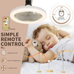 Inteligentní stropní ventilátor 3 v 1 s dálkovým ovládáním LED světlo s paticí E27 do ložnice a obývacího pokoje - náhled 4