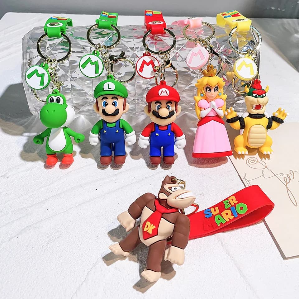 Přívěsek na klíče Super Mario akční figurka - roztomilá kreslená postavička hračka přívěsek dětský dárek k narozeninám