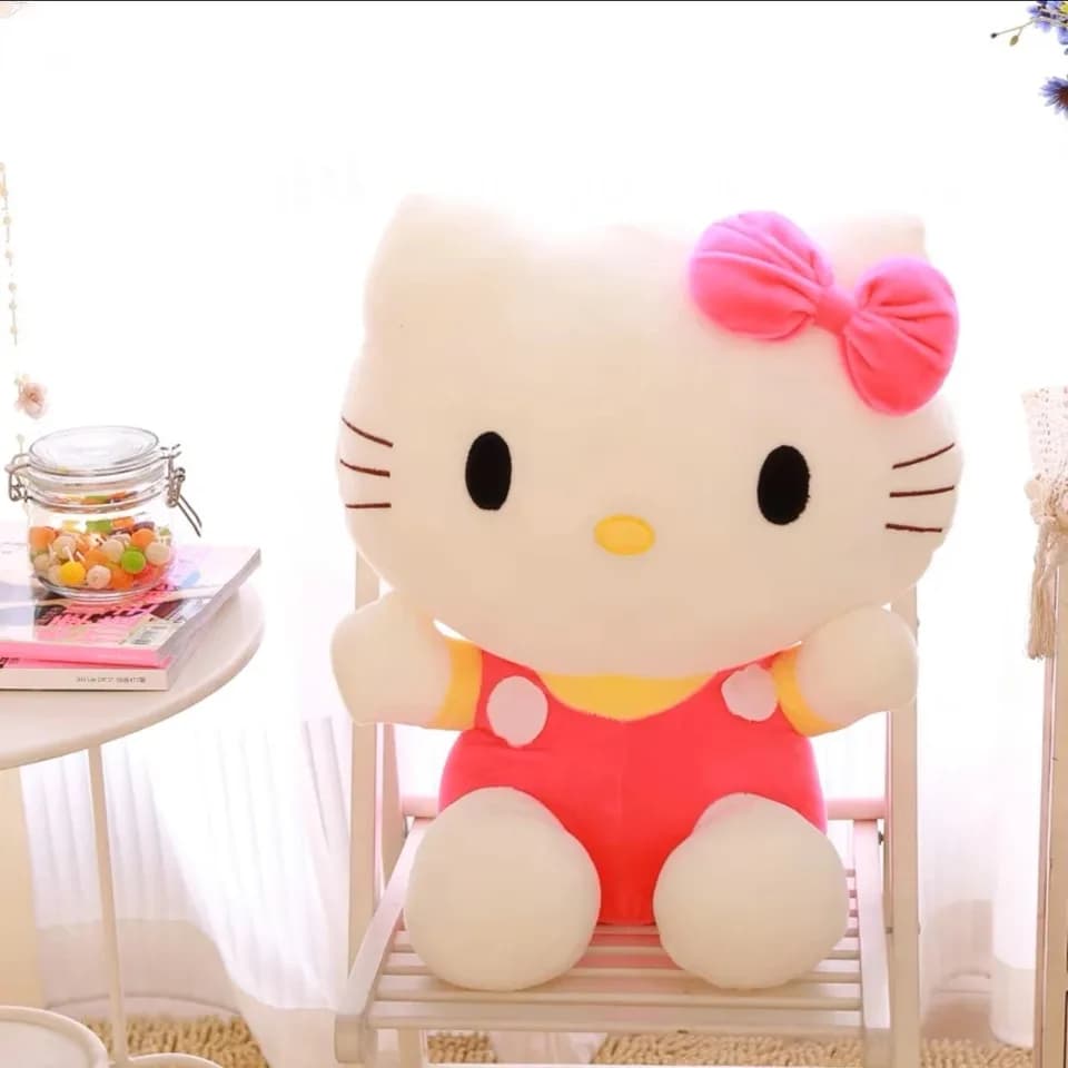 Kawaii Hello Kitty Plyšová hračka 20cm Roztomilá plněná panenka s motivem zvířátka, dárek k narozeninám, dekorace do pokoje