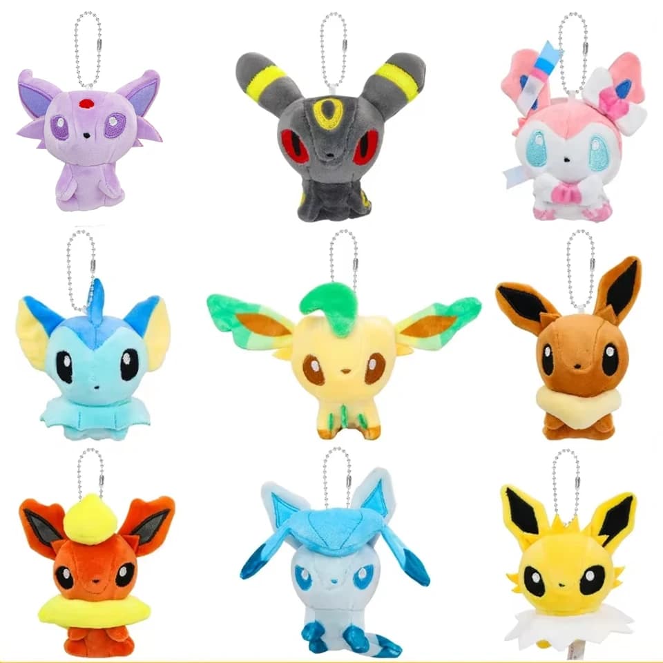 Pokémon Eevee Evolution Plyšová klíčenka - Měkké plyšové panenky pro děti, dárek