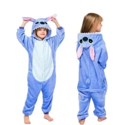 Dětské pyžamo Stitch Onesie s motivem plyše Kigurumi, zimní pyžamo pro chlapce a dívky, vánoční dárek, modré - náhled 3