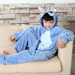 Dětské pyžamo Stitch Onesie s motivem plyše Kigurumi, zimní pyžamo pro chlapce a dívky, vánoční dárek, modré - náhled 5