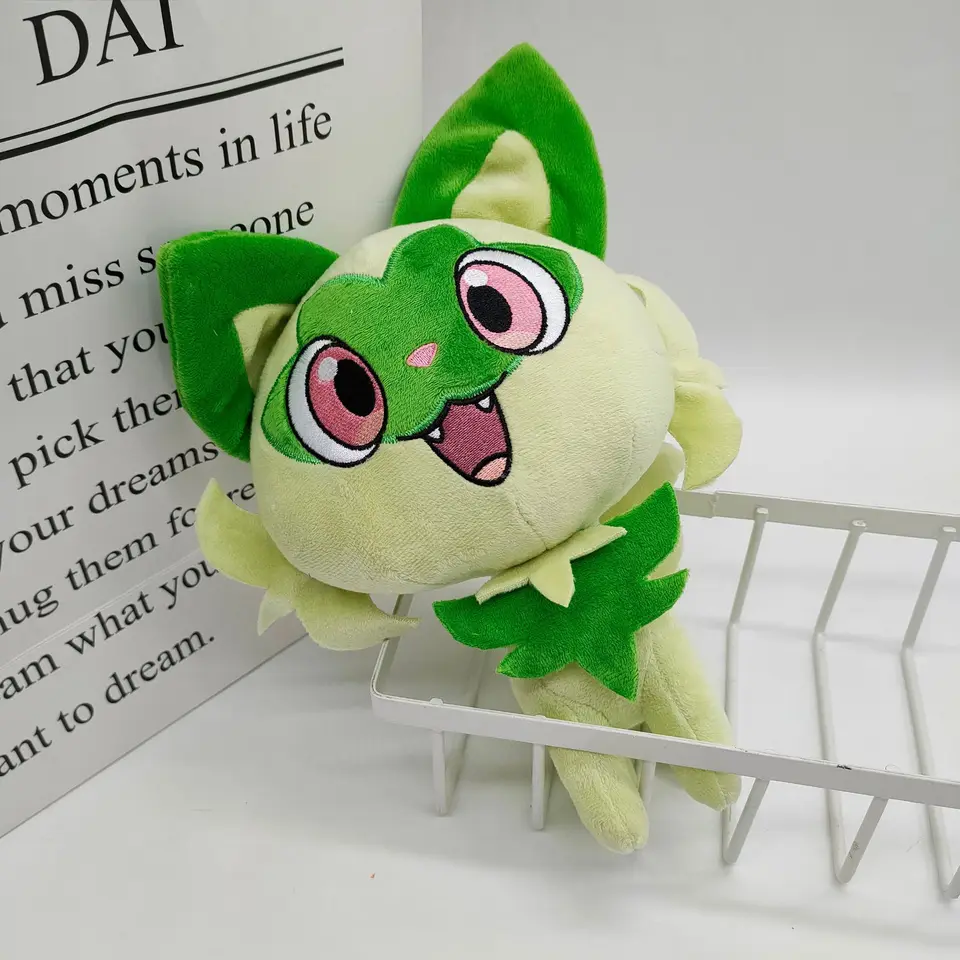 25cm Sprigatito Pokémon Plyšová hračka Zelená kočka Vycpané zvíře Panenka Dětský dárek k narozeninám Anime