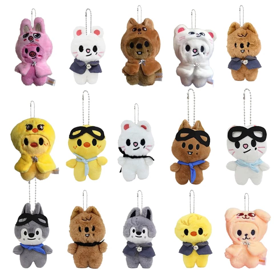 Roztomilý zvířecí plyšový přívěsek na klíče - Kawaii plněná hračka s přívěskem pro děti a dospělé, fanoušky K-Popu, dárek