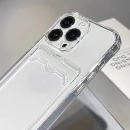 Nárazuvzdorný průhledný silikonový kryt na iPhone s kapsou na karty - univerzální ochranný kryt na telefon - náhled 4