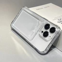 Nárazuvzdorný průhledný silikonový kryt na iPhone s kapsou na karty - univerzální ochranný kryt na telefon - náhled 2