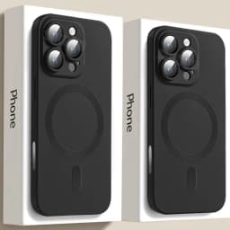 Magnetický silikonový kryt pro iPhone, matně černý, protiskluzový, s ochranou fotoaparátu pro 16, 15, 14, 13, 12... - náhled 2