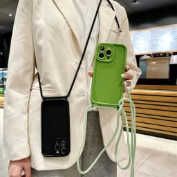 Kryt na iPhone crossbody s nastavitelným popruhem na šňůrku z měkkého silikonu, univerzální střih - náhled 6