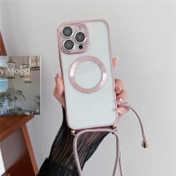 Průhledné magnetické bezdrátové nabíjecí pouzdro MagSafe s crossbody šňůrkou pro iPhone 12-16 Pro Max - náhled 5