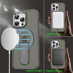 Magnetický kryt MagSafe se skládacím stojánkem pro iPhone 16 15 14 13 12 Pro Max, matný a průhledný - náhled 3