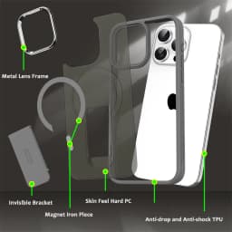 Magnetický kryt MagSafe se skládacím stojánkem pro iPhone 16 15 14 13 12 Pro Max, matný a průhledný - náhled 4