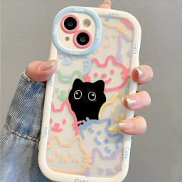 Silikonový kryt na telefon s roztomilým kočičím motivem pro iPhone 13 14 15 16 Pro Max Soft Animal Cover - náhled 6