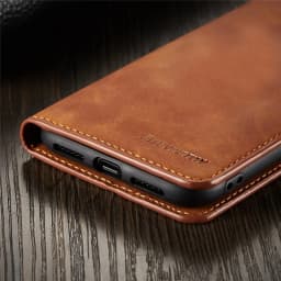 Tenký semišový kožený kryt na iPhone s odklápěcím krytem, silný magnetický uzávěr pro všechny modely - náhled 5