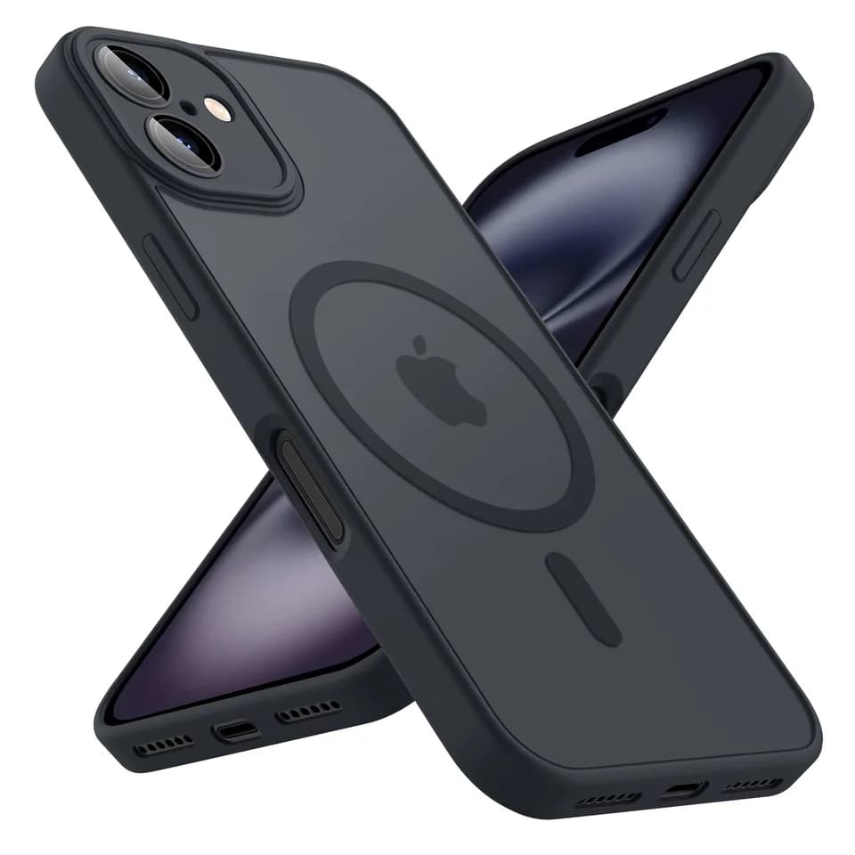 Magnetický matný průhledný nárazuvzdorný kryt pro iPhone 11, 12, 13, 14, 15, 16, kompatibilní s MagSafe, Armor Cover