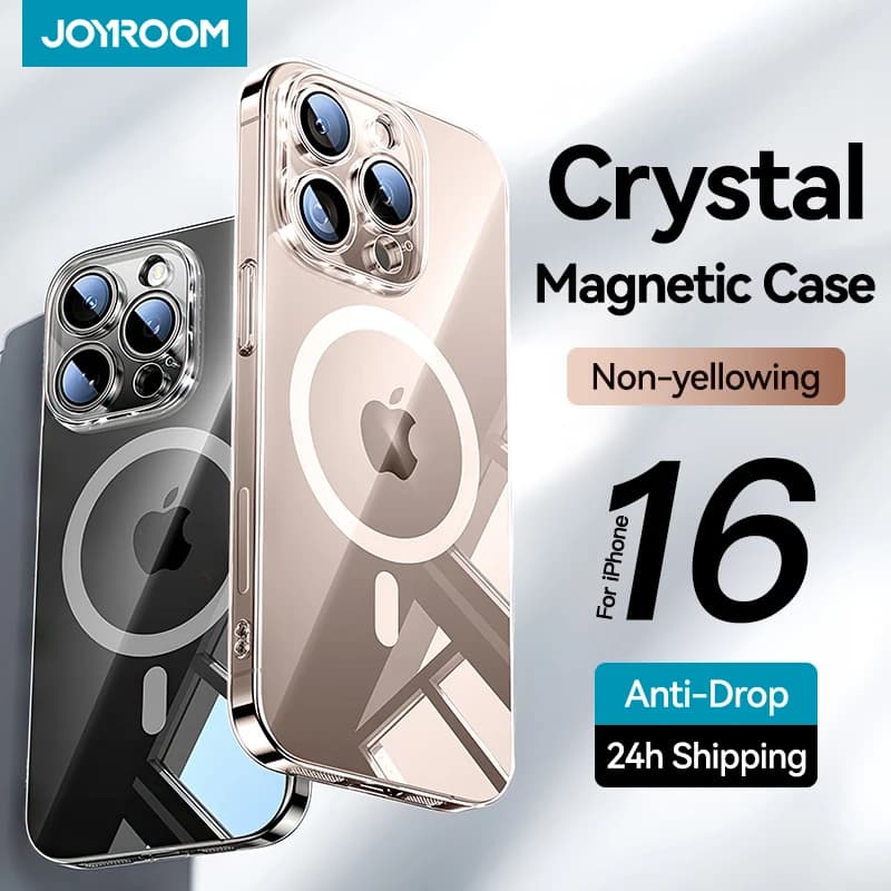 Magnetický kryt pro iPhone 16 15 Pro Max, anti-žlutý, průhledný, kompatibilní s bezdrátovým nabíjením, tenký