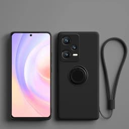 Tekutý silikonový kryt na telefon s držákem na prsten pro chytré telefony Android - měkký TPU kryt - náhled 6