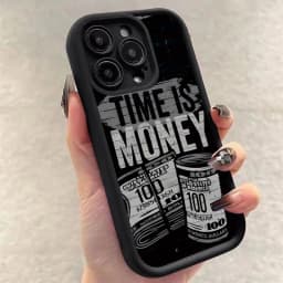 Luxusní měkký kryt s potiskem Time is Money pro iPhone 16 15 14 13 12 11 Pro Max Plus X XS - náhled 3