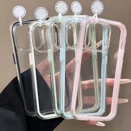 Průhledný akrylový kryt na telefon s rámečkem v barvě cukrovinek, nárazuvzdorný kryt pro iPhone 17 16 15 14 13 12 - náhled 3