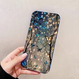 Ochranný kryt s motivem tmavého motýla pro iPhone 16, 15, 14, 13, 12, 11, Pro Max, XR, XS, 8, 7, Plus, SE - náhled 5