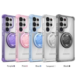 Magnetický otočný stojánek na telefon pro Samsung Galaxy S25 S24 S23 S21 Průhledný nárazuvzdorný pancéřový kryt - náhled 7
