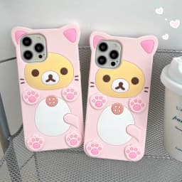 Silikonový kryt s 3D motivem medvěda pro iPhone 16 15 14 13 12 11 Pro Max Mini XR XS - náhled 3
