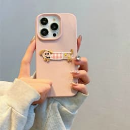 3D vyšívaný kryt na telefon s motivem psa pro iPhone 17 16 15 14 13 12 11 Pro Max roztomilé štěně z kůže - náhled 3
