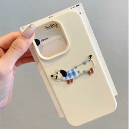 3D vyšívaný kryt na telefon s motivem psa pro iPhone 17 16 15 14 13 12 11 Pro Max roztomilé štěně z kůže - náhled 5