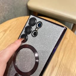 Magnetický kryt na telefon s třpytivým efektem kompatibilní s bezdrátovým nabíjením pro Samsung Galaxy S24 S23 S22 Ultra - náhled 4