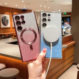 Magnetický kryt na telefon s třpytivým efektem kompatibilní s bezdrátovým nabíjením pro Samsung Galaxy S24 S23 S22 Ultra - náhled 3