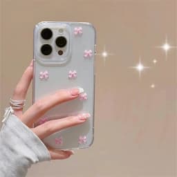 Růžový průhledný měkký kryt na telefon s mašlí pro iPhone 16 15 14 13 12 11 Pro Max, nárazuvzdorný kryt - náhled 2