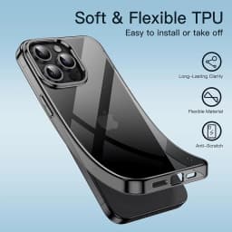 Ultra tenký průhledný černý silikonový kryt pro iPhone 15 14 13 12 11 Pro Max Mini Soft TPU Cover - náhled 4