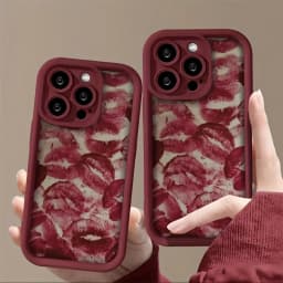 Vínově červený potisk rtů Měkký TPU nárazuvzdorný kryt na telefon pro iPhone 17 16 15 14 13 12 11 Pro Max - náhled 2