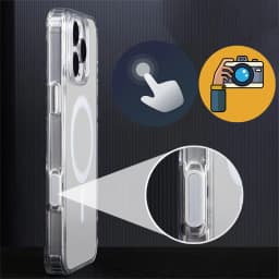 Průhledný magnetický kryt pro iPhone 16 Pro Max s MagSafe kompatibilní bezdrátovou nabíječkou a ochranou kamery - náhled 2