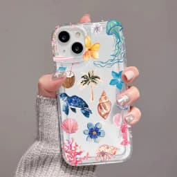 Průhledný kryt s potiskem želvy, humra a kokosu z měkkého TPU pro iPhone 16, 15, 14, 13, 12, 11 Pro Max Mini - náhled 4