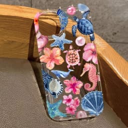Průhledný kryt s potiskem želvy, humra a kokosu z měkkého TPU pro iPhone 16, 15, 14, 13, 12, 11 Pro Max Mini - náhled 3