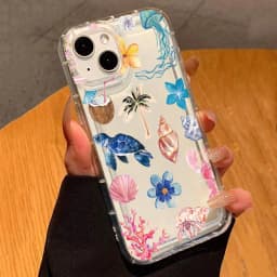 Průhledný kryt s potiskem želvy, humra a kokosu z měkkého TPU pro iPhone 16, 15, 14, 13, 12, 11 Pro Max Mini - náhled 6