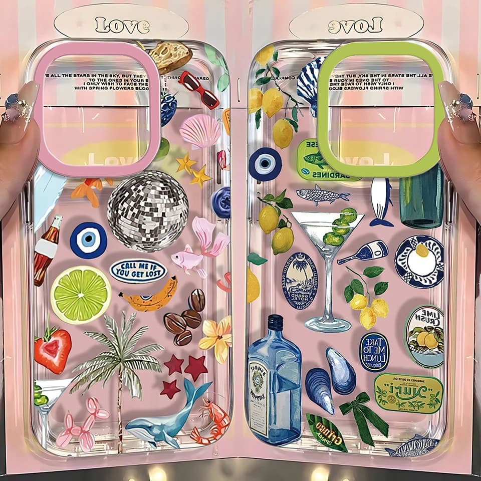 Průhledný kryt na telefon s motivem vínové citronové pěny pro iPhone 16 15 14 13 12 11 Pro Max Mini XR XS 8 Plus