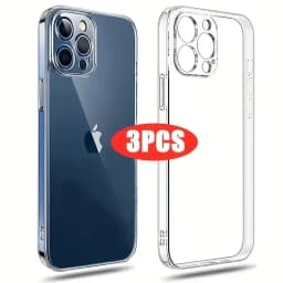 Průhledný ultra tenký silikonový kryt na telefon, balení 3 kusů pro iPhone 15 14 13 12 11 Pro Max Plus Mini Soft - náhled 2