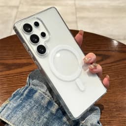 Magnetické bezdrátové nabíjecí pouzdro Průhledný akrylový tenký kryt pro Samsung Galaxy S25 S24 S23 S22 A55 - náhled 6