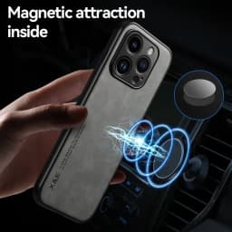 Prémiové kožené pouzdro pro iPhone s kovovým držákem do auta pro iPhone 16 15 14 13 12 11 Pro Max - náhled 4
