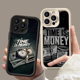Měkký kryt s potiskem „Čas jsou peníze“ pro iPhone 16 15 14 13 12 11 Pro Max XS X 8 7 Plus - náhled 7